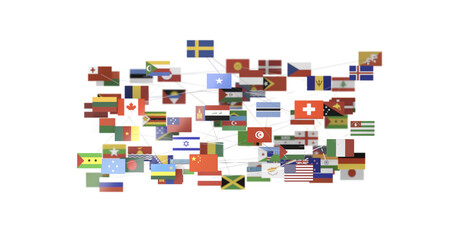 Europe counties flags - 3D realistic - PNG transparent