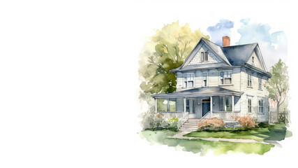 Watercolor painting of a House, Generative AI