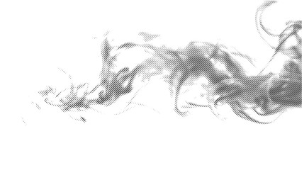 Vector halftone smoke effect. Abstract dark gray flowing wave. © lesikvit
