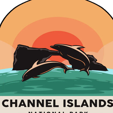 Channel Island national park vector template. California landmark illustration in patch emblem style.