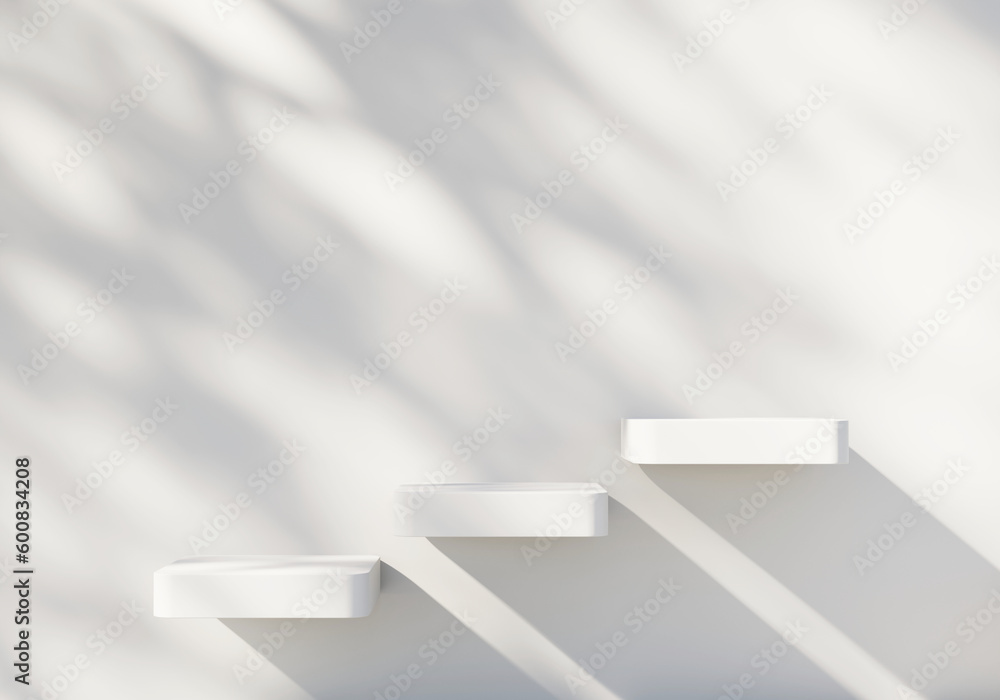 Poster abstract white platform podium showcase for product display 3d rendering
