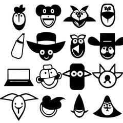 cartoon characters vector design black and white