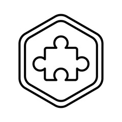 Obraz premium Puzzle-solving icon. Brain teasers Badge. Mind games icon. Puzzle games icon. Problem-solving skills. Critical thinking exercises. Logic puzzles icon. Riddles and brainteasers vector line icon.