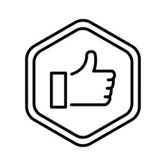 Thumb up icon vector. Positive feedback badge,
Approval symbol, Like button icon, Thumbs-up endorsement, Agreement badge, Positive response icon.