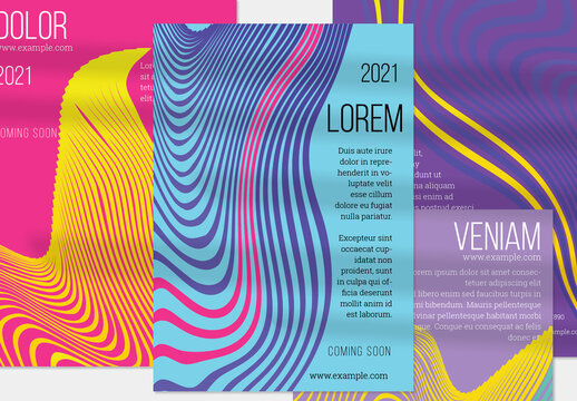 Flyer Layout with Marble Flat Abstract Elements