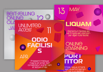 Social Media Square Post Layout Abstract Fluid 3D Neon Shape