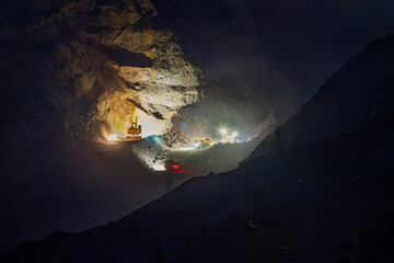 Fototapeta na wymiar Night shift of the quarry of the Southern Mining and Processing Plant 