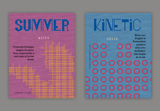 US Letter Flyer Simple Geometric Shapes Retro Colored Textured