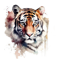 Tiger in watercolor - PNG