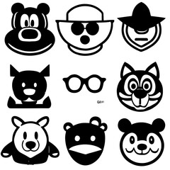 cartoon characters vector design black and white