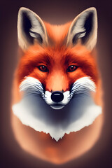 Obraz premium portrait of a red fox a dark background, autumn foliage around, generative ai