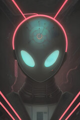 robot cyborg soldier alien, generative ai