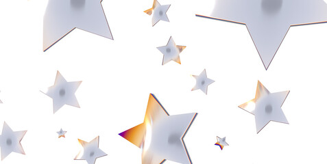 Silver stars border 3d - png transparent