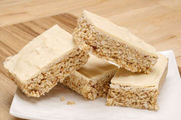 Nut dessert in white chocolate, healthy lifestyle, healthy dessert. 