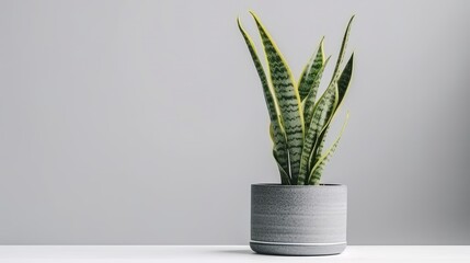 Snake plant planted in a pot, isolated on white, Generative AI