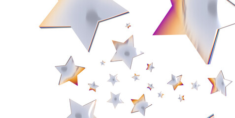 Naklejka premium Holiday backdrop made of silver stars and sparkles on white wooden background. New Year concept. - png transparent