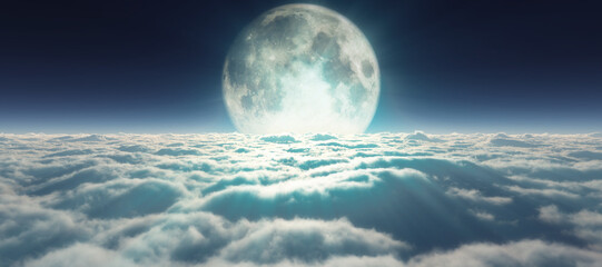 Obraz na płótnie Canvas above clouds full moon illustration