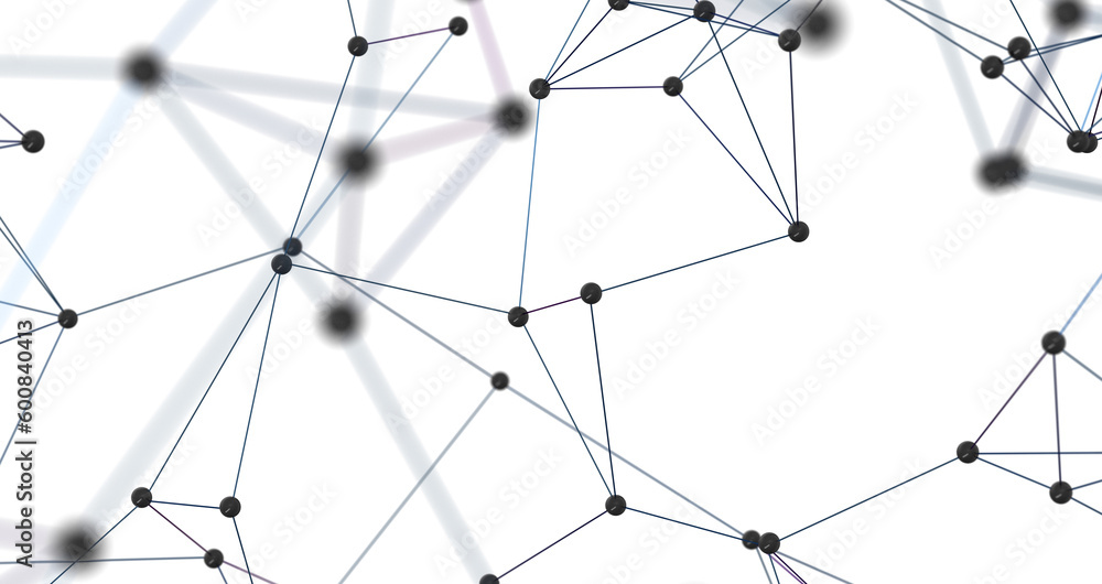 Aufkleber Abstract plexus blue geometry background. Digital technology network connection concept. 3D rendered illustration