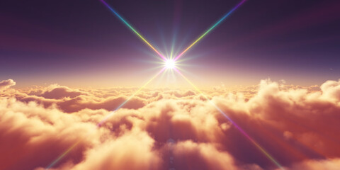 above clouds sunrise sun ray illustration