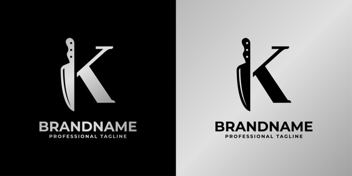 Letter K Knife Logo, Suitable for any business related to knife with K initial.
