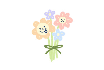 A drawing of cute flower bouquet