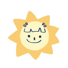 A drawing of cute smiley cartoon sun