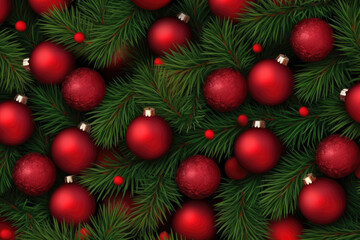 Closeup of a decorated Christmas tree background. Generative AI