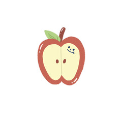 A drawing of cute smiley cartoon apple 