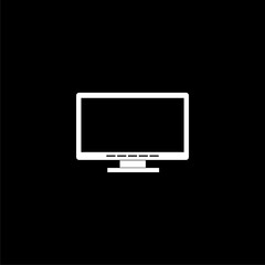 Outline pc monitor icon  isolated on black background
