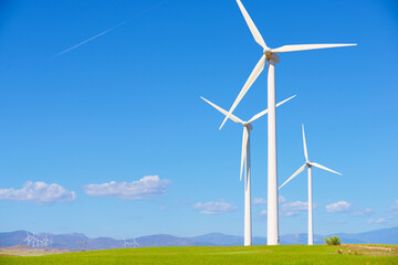 Fototapeta Wind turbine generators for green electricity production obraz