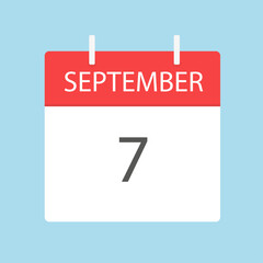 Fototapeta premium September tear calendar icon. Calendar to tear off every day. Vector illustration in flat style. Isolated on a light blue background. 