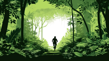 graphic design of a person riding a bike