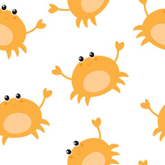 Fototapeta na wymiar Seamless pattern with cute crab. Summer marine texture. Vector illustration.