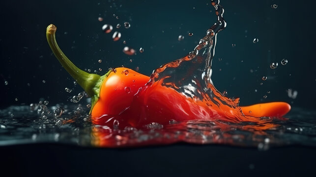 Bunch of red redish falls on black background. Generative ai