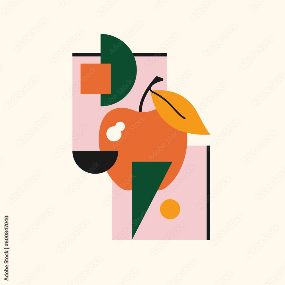 Aufkleber vector graphics in a minimalistic fashionable style with geometric elements. illustration of a apple