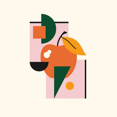 Vector graphics in a minimalistic fashionable style with geometric elements. Illustration of a apple in a flat style.