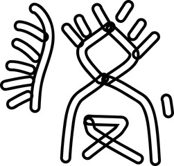 Drawing of an ancient person.