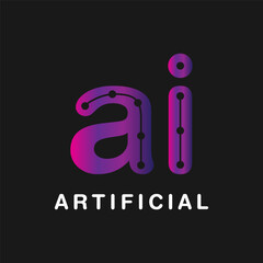 Ai artificial logo design, letter ai logo, mockup design