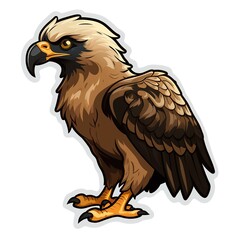 Fototapeta premium Cartoon sticker of Golden Eagle over white background. Generative AI illustration