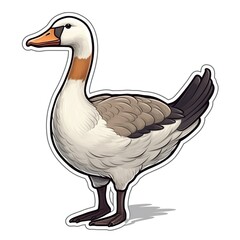 Cartoon sticker of Goose over white background. Generative AI illustration