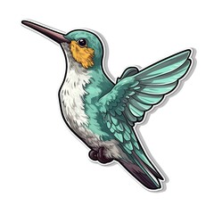 Obraz premium Cartoon sticker of Hummingbird over white background. Generative AI illustration