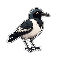 Fototapeta premium Cartoon sticker of Magpie over white background. Generative AI illustration