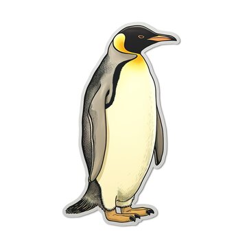Cartoon sticker of Emperor penguin over white background. Generative AI illustration