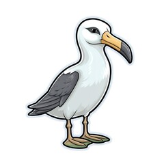 Obraz premium Cartoon sticker of Albatross over white background. Generative AI illustration