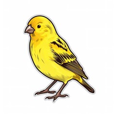 Fototapeta premium Cartoon sticker of yellow Atlantic Canary over white background. Generative AI illustration