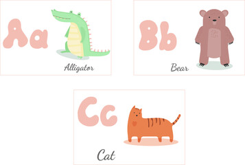 English alphabet letter A, B, C