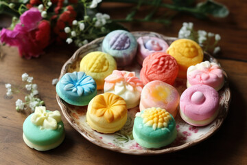 easter cake with eggs and flowers