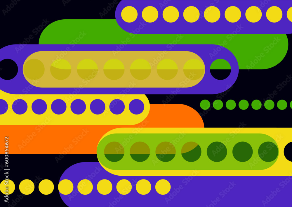 Poster abstract geometric colorful background with circles, rounded rectangles. graphic pattern of simple s