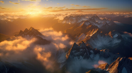 Majestic Sunrise in the Mountains.Generative AI