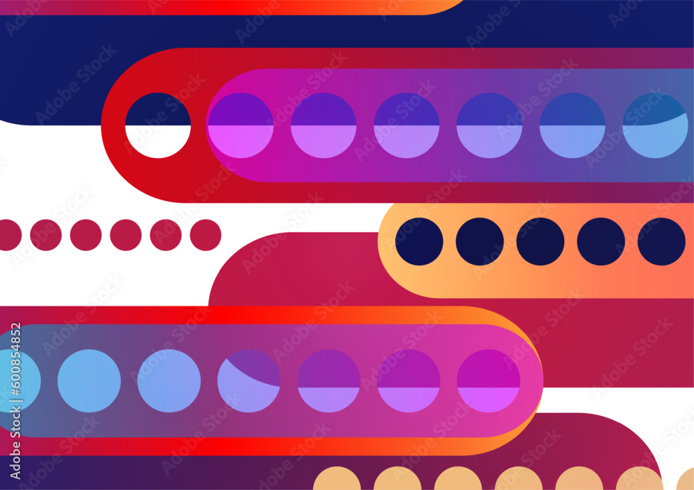 Poster abstract geometric colorful background with circles, rounded rectangles. graphic pattern of simple s